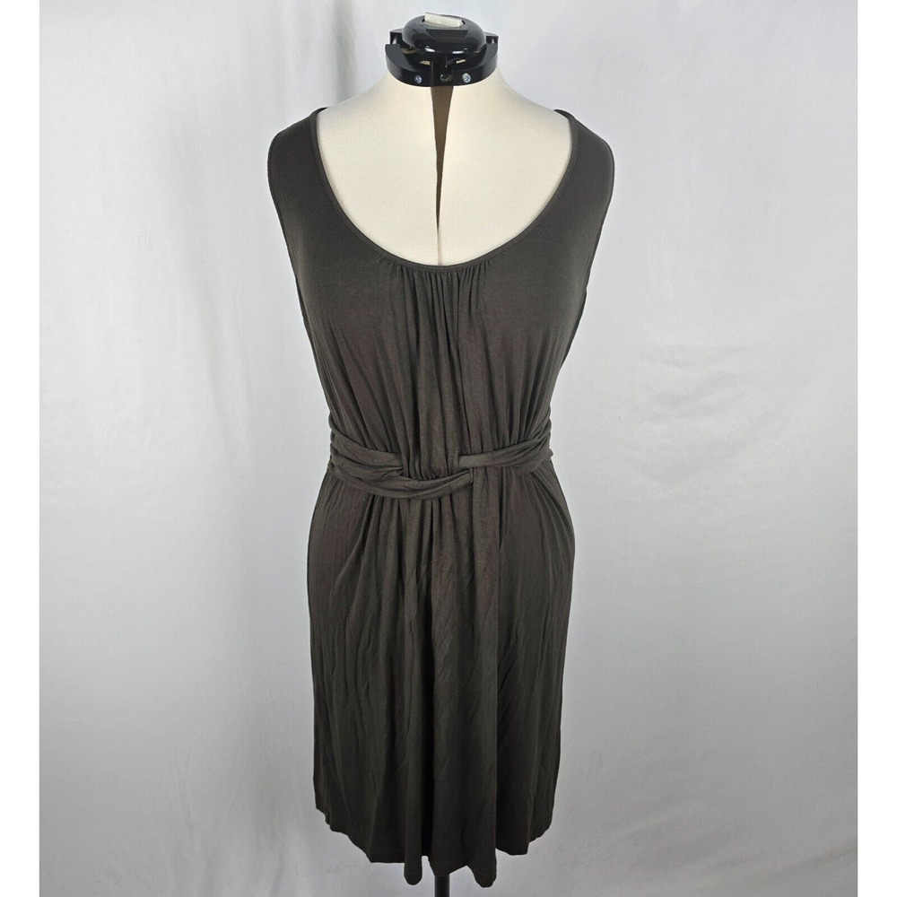 Tommy Bahama Scoop Neck Sleeveless Brown Dress with Waist Tie